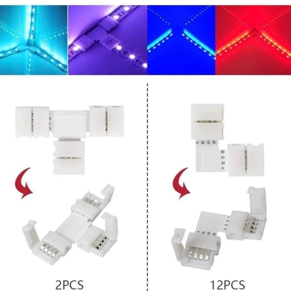 FUMENTON LED Strip Connector Kit for 5050 10mm 4Pin,Includes 8 Types of Solderle